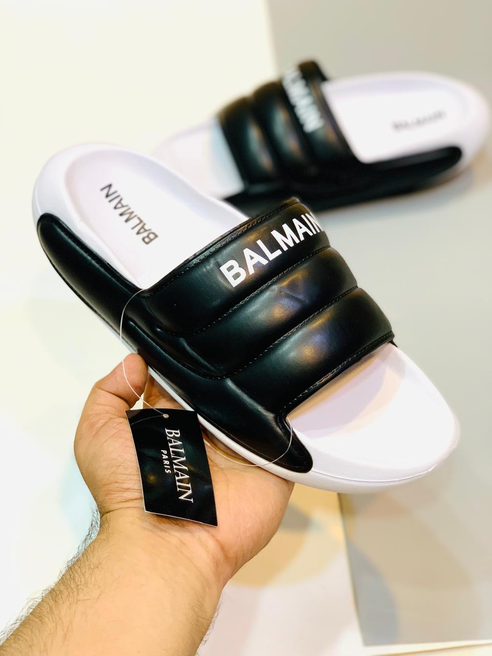 Balmain - Slides - White with Black