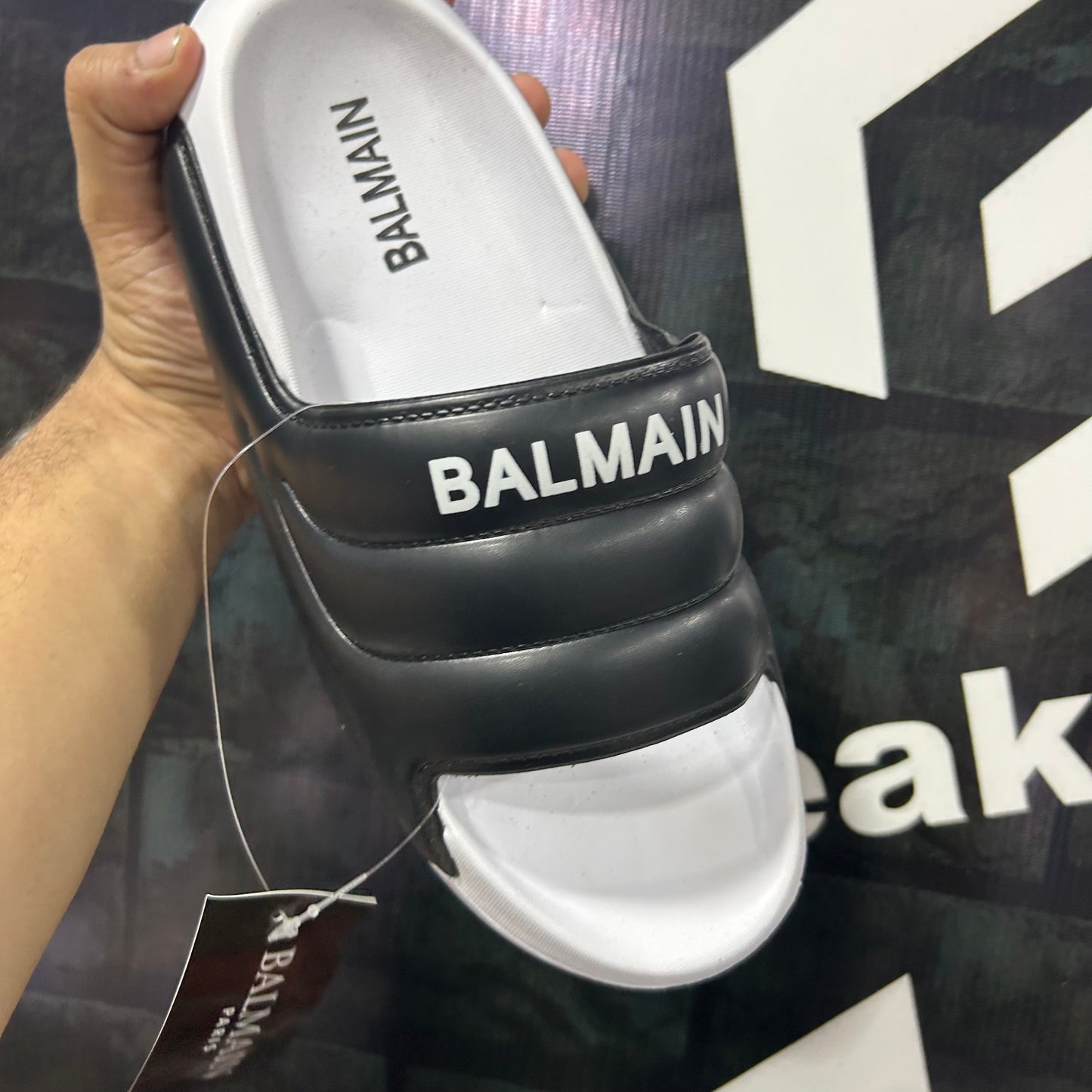 Balmain - Slides - Black with White