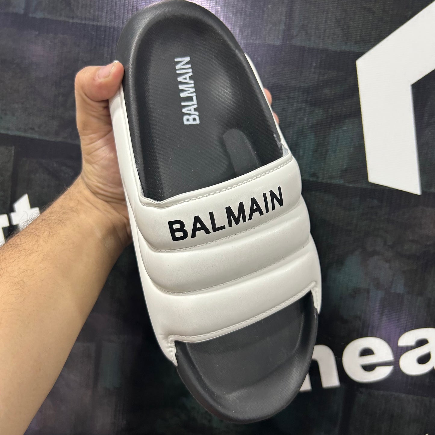 Balmain - Slides - White with Black