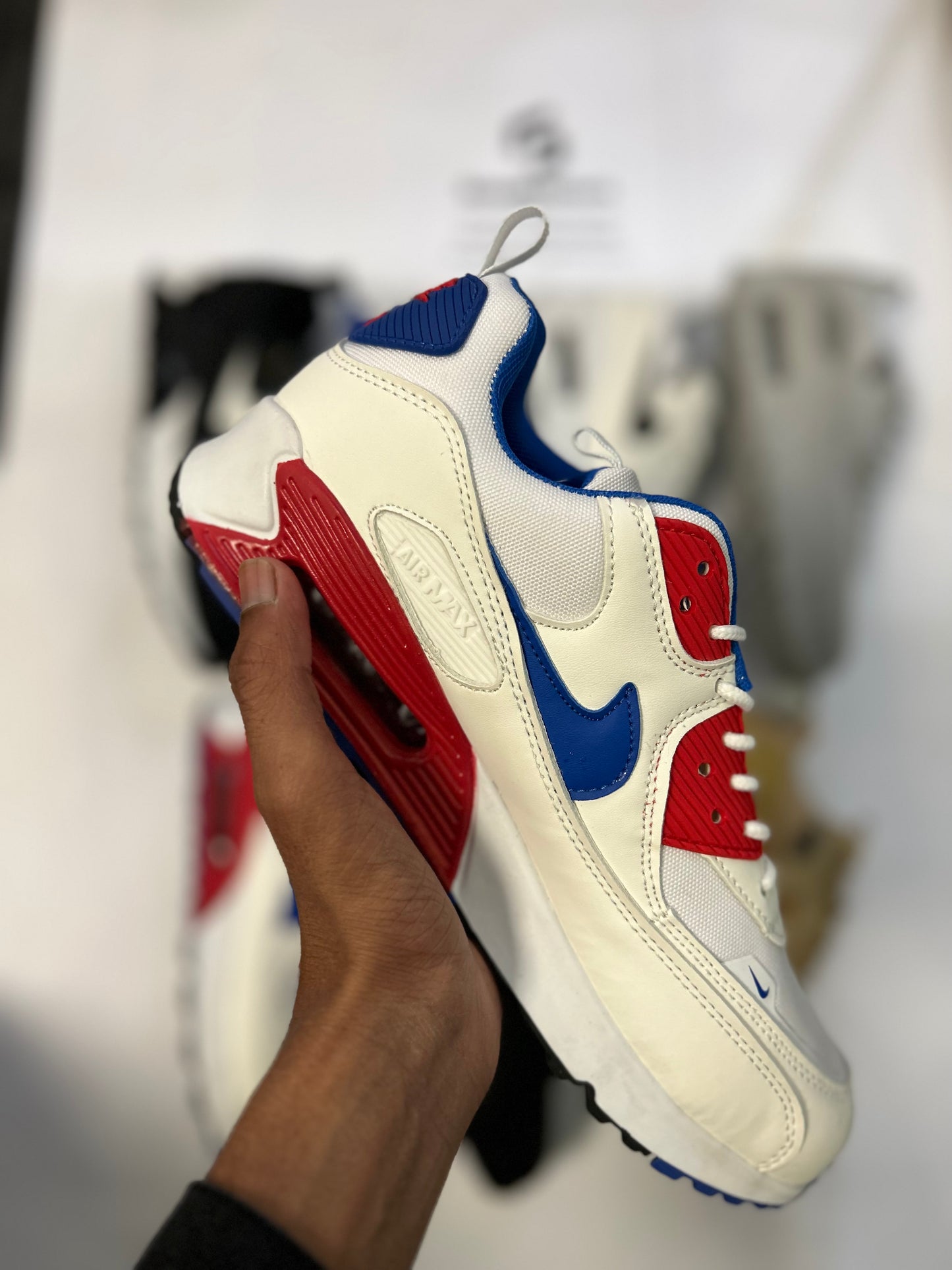 NKE Air Max 90 - Premium - Red Blue