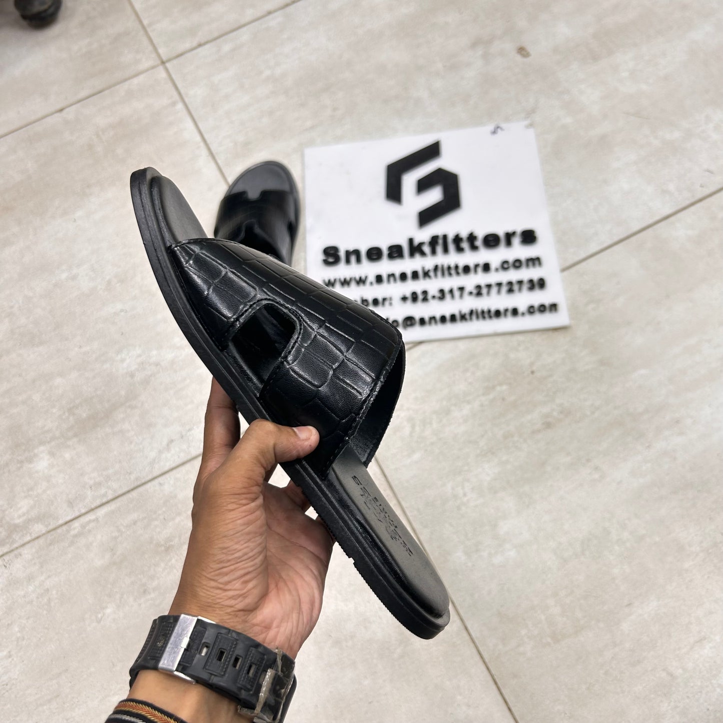 H Izmir Sandals (Slides)  - Black