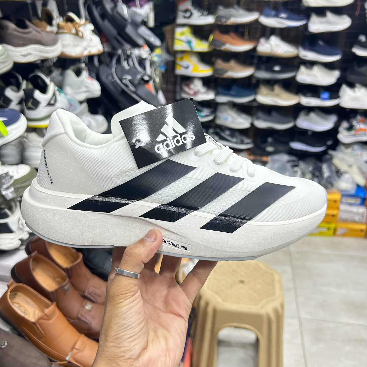 Adid -  Adizero Evo SL Cloud White with  Core Black  2.0