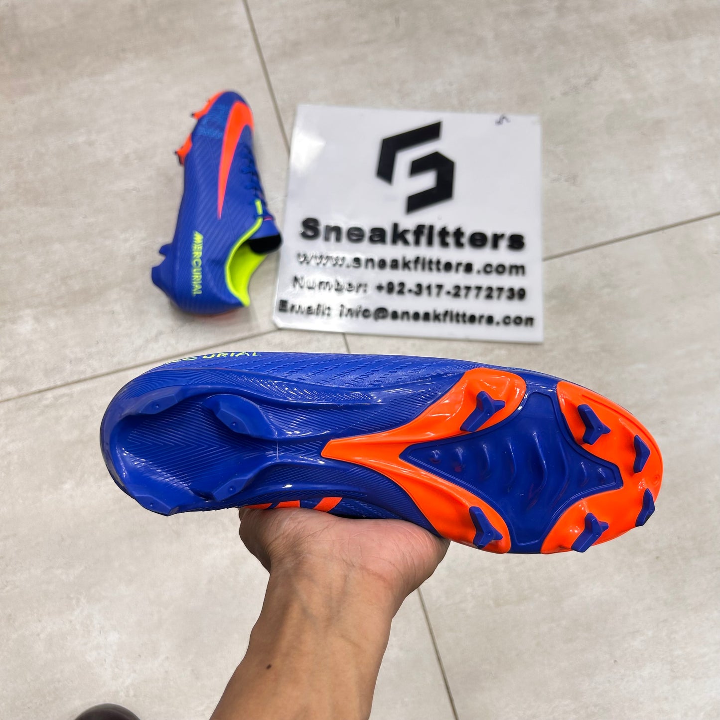 Football - NK Mercurial - Toe -  Blue with Orange Tick