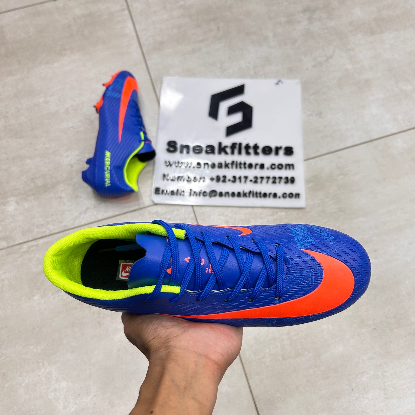 Football - NK Mercurial - Toe -  Blue with Orange Tick