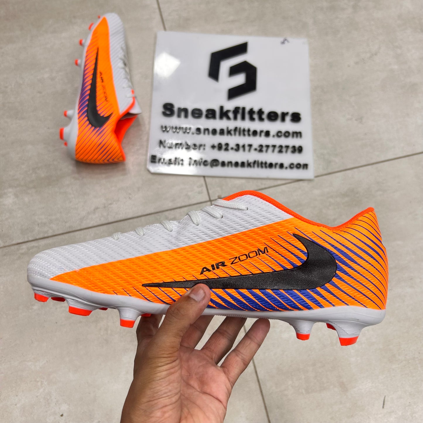 Football - NK Air Zoom - Toe -   White Orange