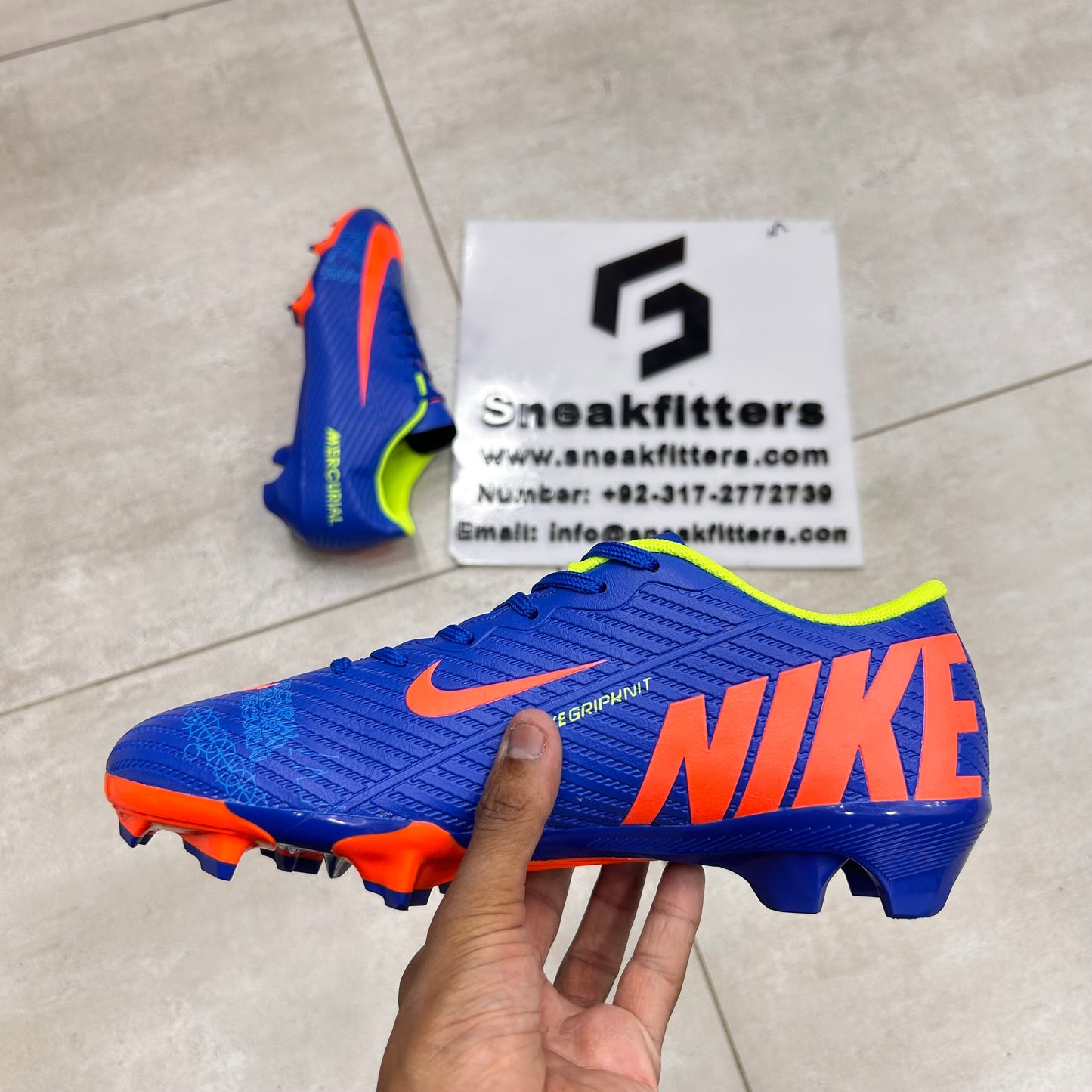 Football - NK Mercurial - Toe -  Blue with Orange Tick
