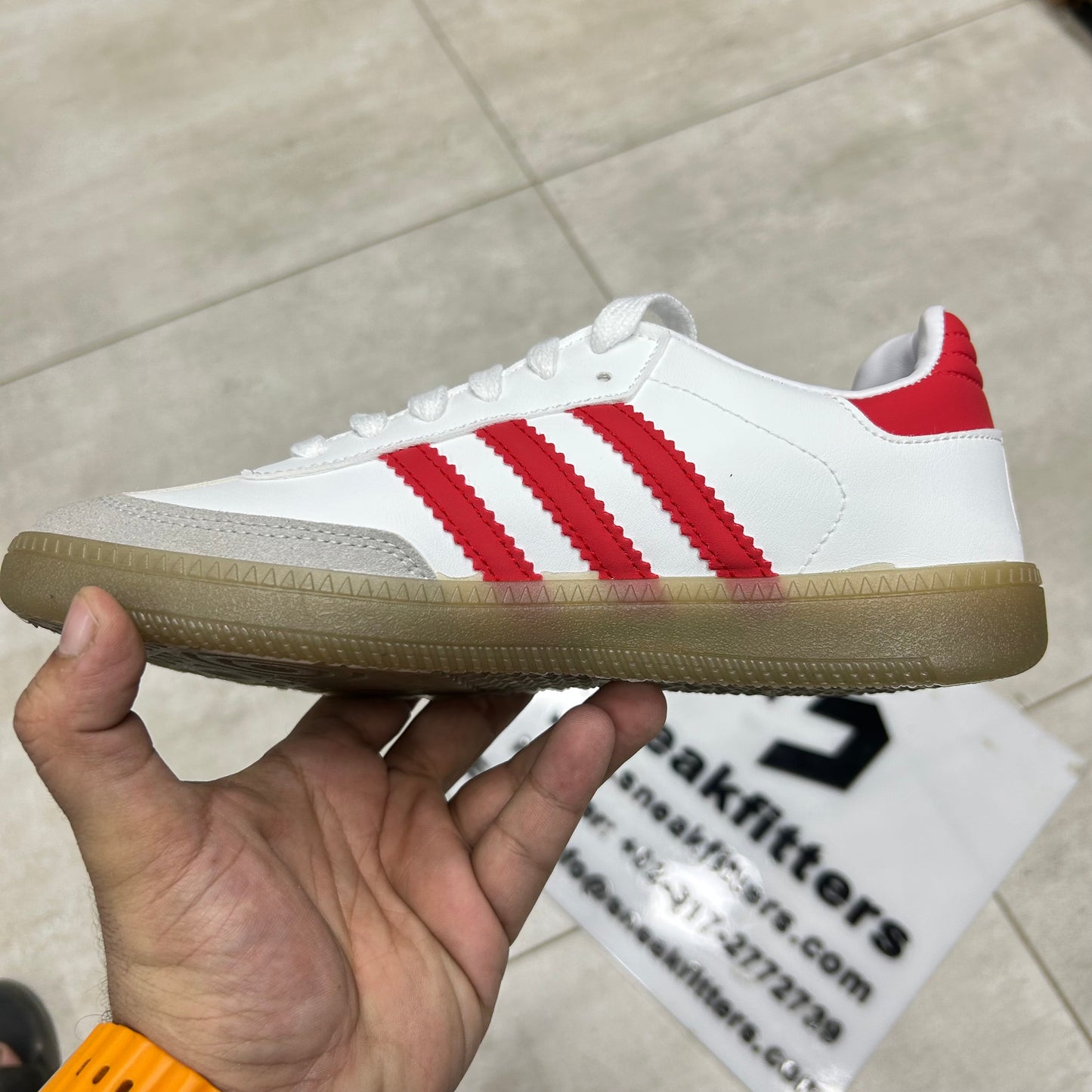 Adid - Samba - White with red