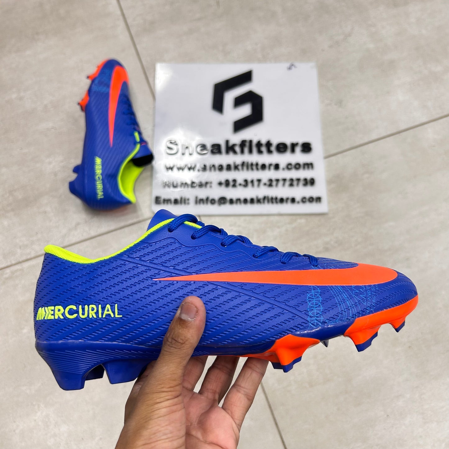 Football - NK Mercurial - Toe -  Blue with Orange Tick