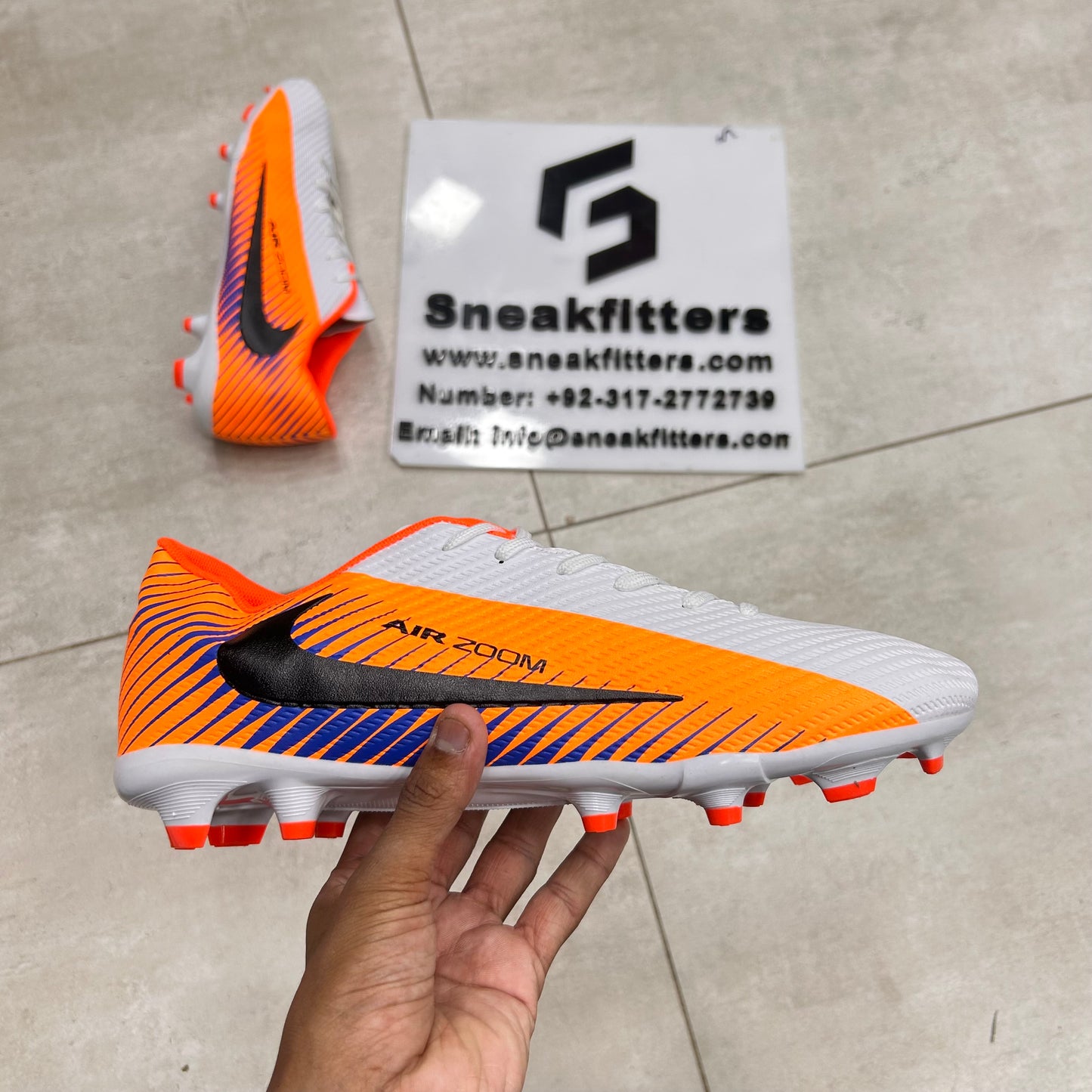 Football - NK Air Zoom - Toe -   White Orange