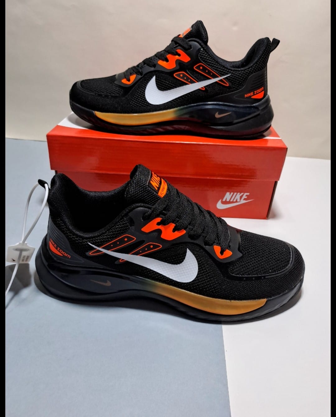 NKE Zoom Flyknit Lunar Black Orange| Sneakfitters