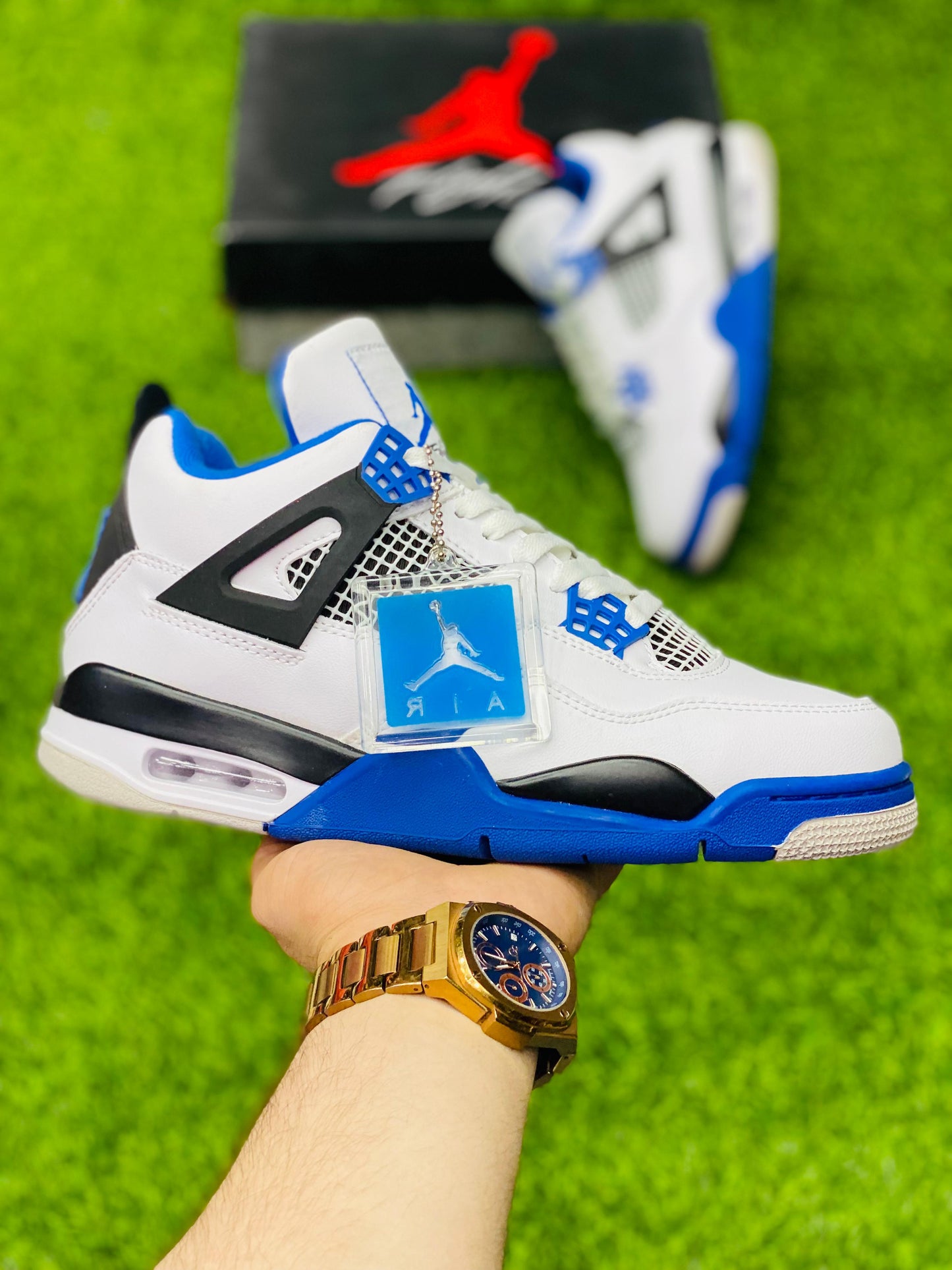 AR JDN 4 - Retro - Blue White - Premium with Leather