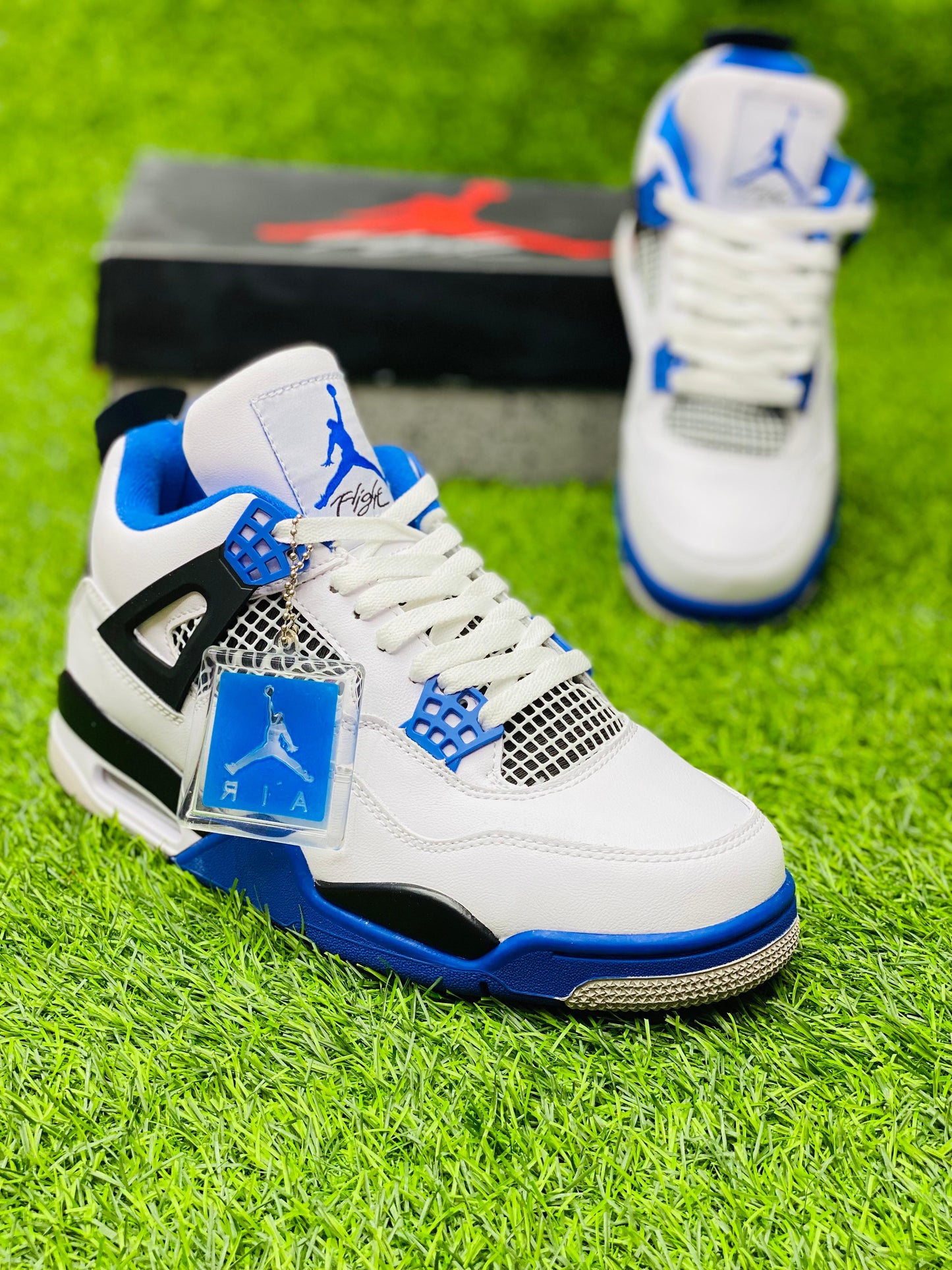 AR JDN 4 - Retro - Blue White - Premium with Leather