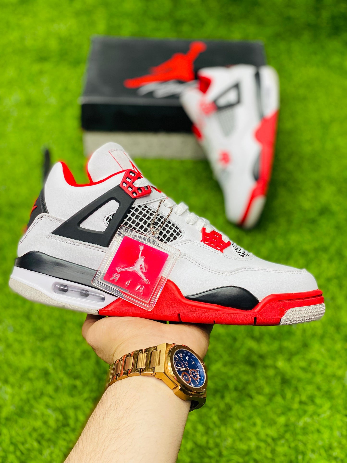 AR JDN 4 - Retro - Red White - Premium with Leather