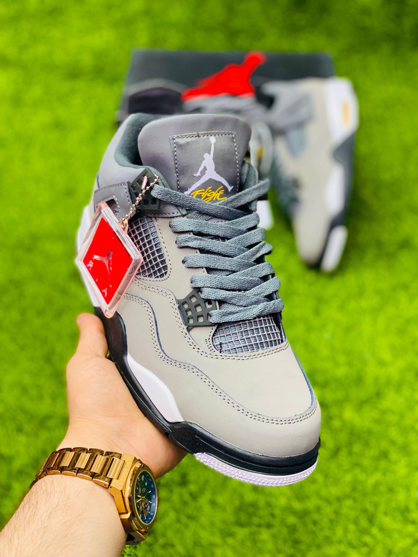 AR JDN 4 - Retro - Grey - Premium with Leather