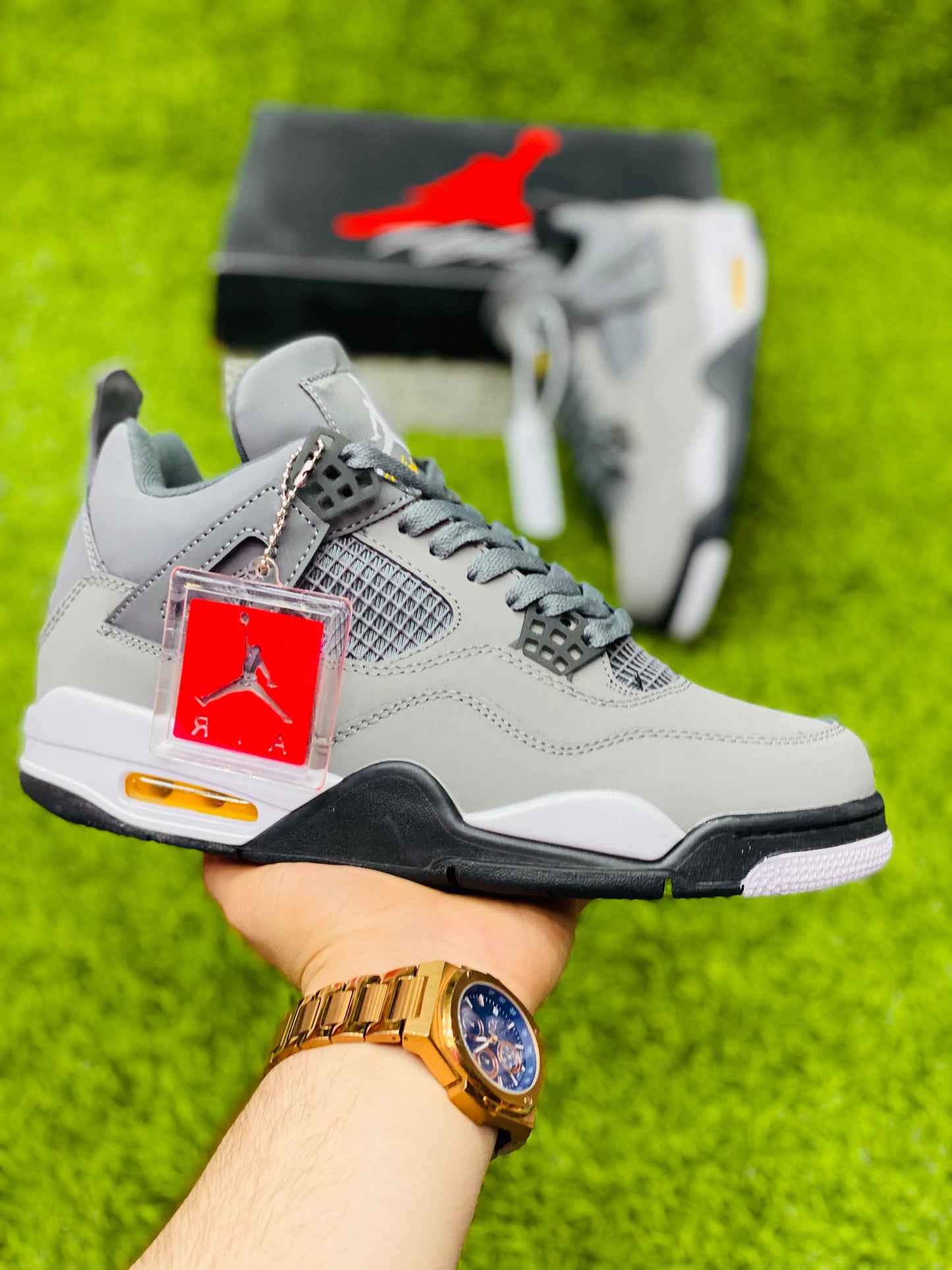 AR JDN 4 - Retro - Grey - Premium with Leather