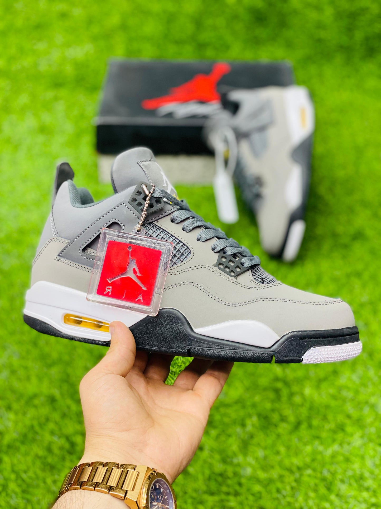 AR JDN 4 - Retro - Grey - Premium with Leather