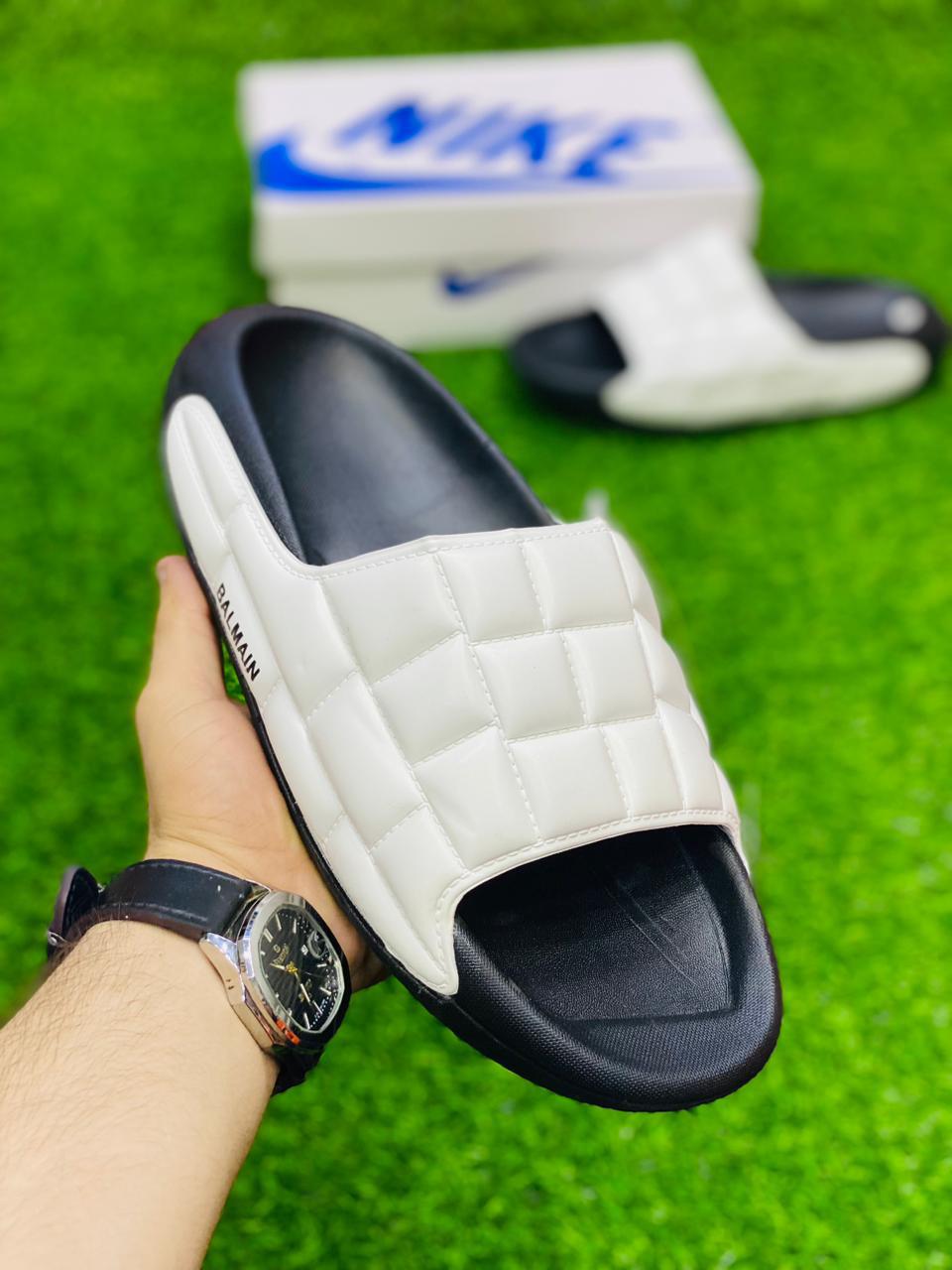 Balmain - Slides - White with Black