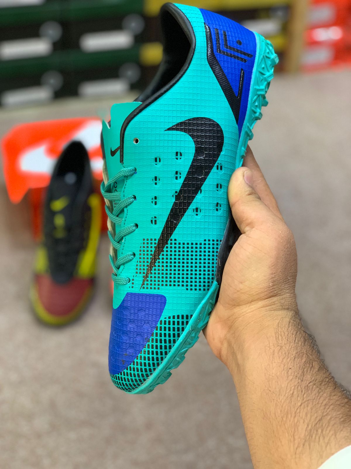 NKE - Football Boots - Green with Blue