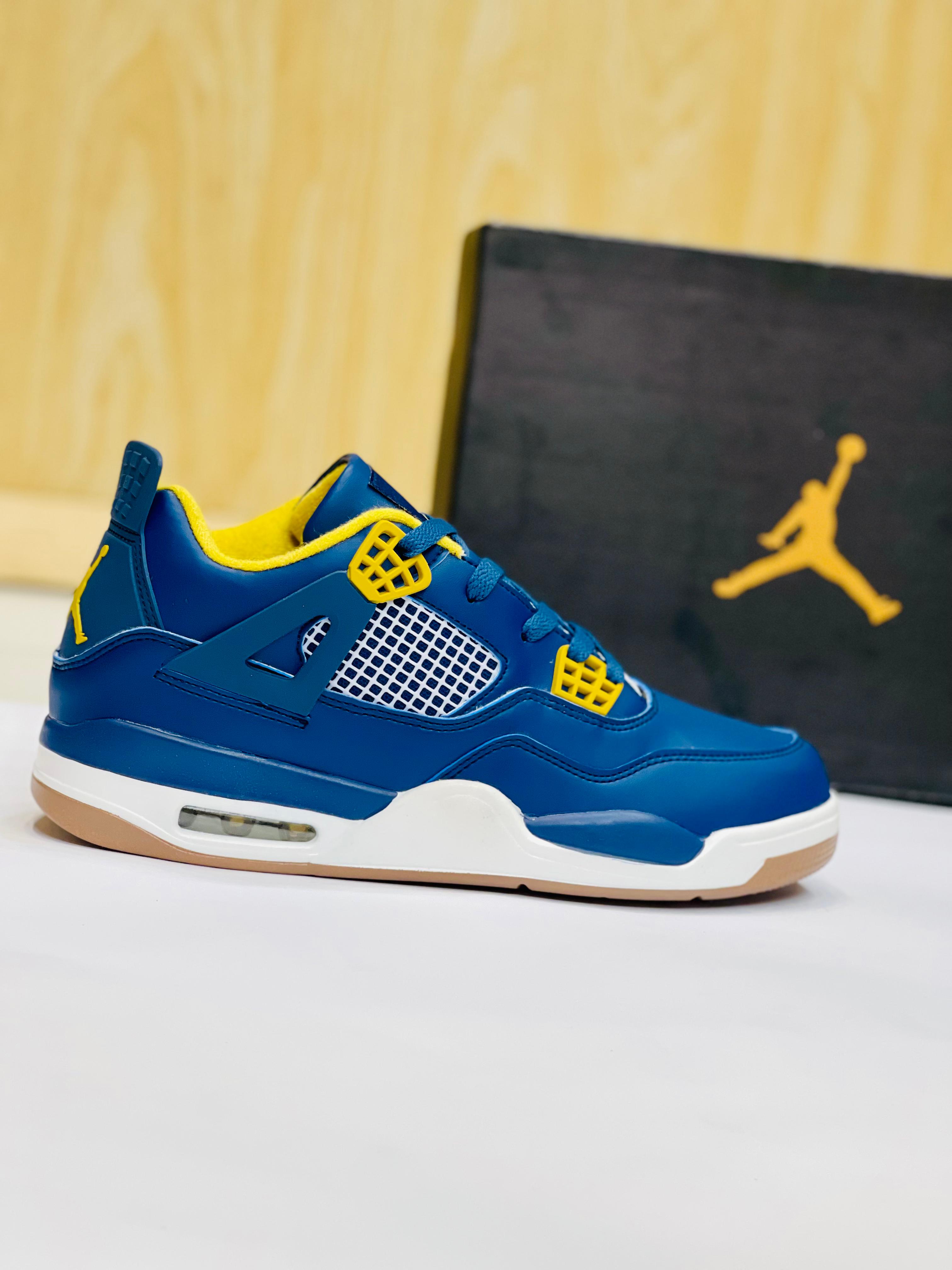 AR JDN 4 Retro Blue with Yellow Sneakfitters