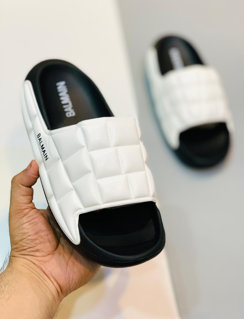 Balmain - Slides - White with Black