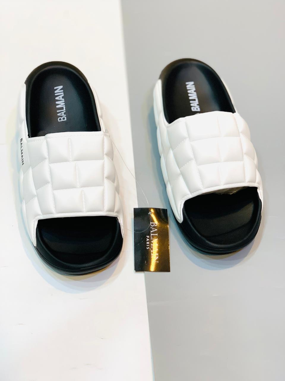 Balmain - Slides - White with Black