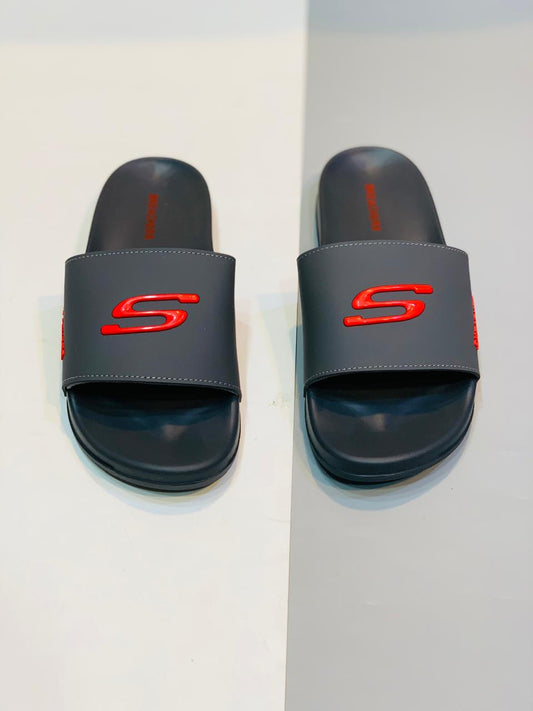 Skechers - Slides - Grey Red