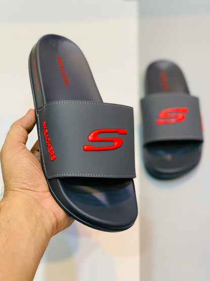 Skechers - Slides - Grey Red