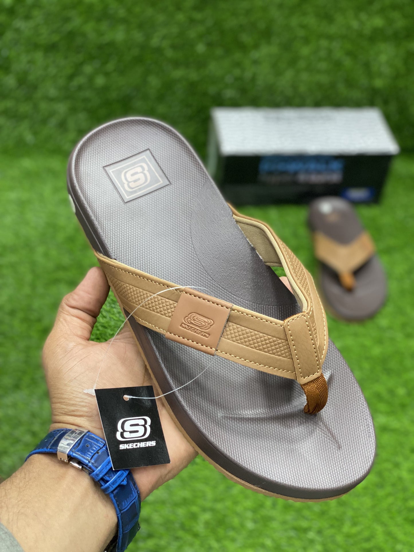 Skechers - CrossFlex Slides - D3 - Beige With Brown