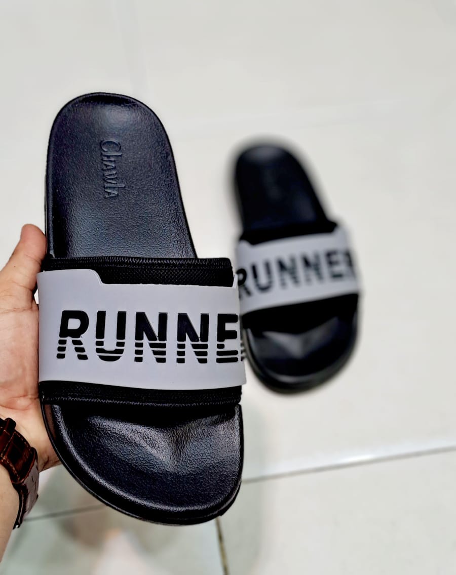 Runnner- Slides - Black with Grey