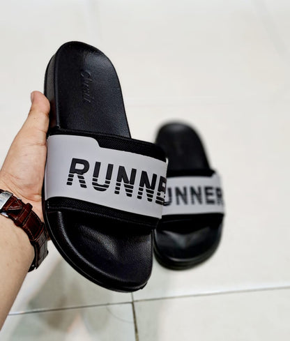 Runnner- Slides - Black with Grey