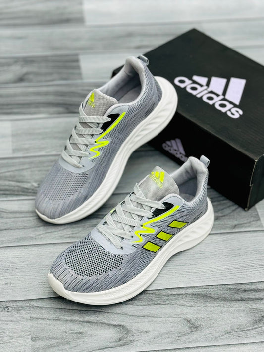 Adid - Aerobounce Running Shoes - Grey Green