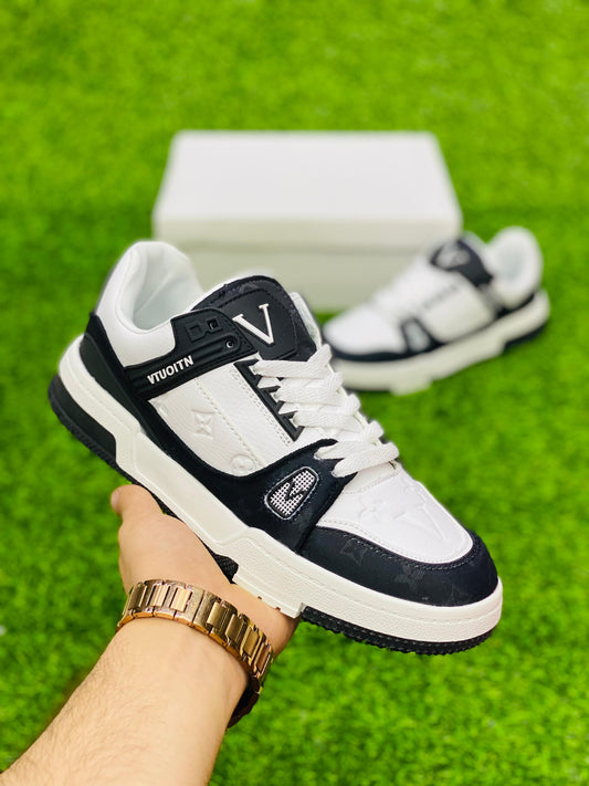 Fashion - Lv Trainer Velcro Strap - Black White