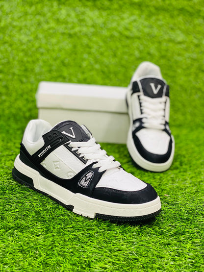 Fashion - Lv Trainer Velcro Strap - Black White