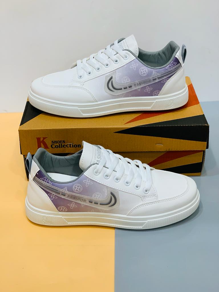 Fashion - Casual Breathable Sneakers - White Purple