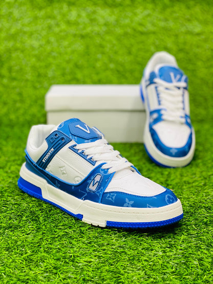 Fashion - Lv Trainer Velcro Strap - Blue White