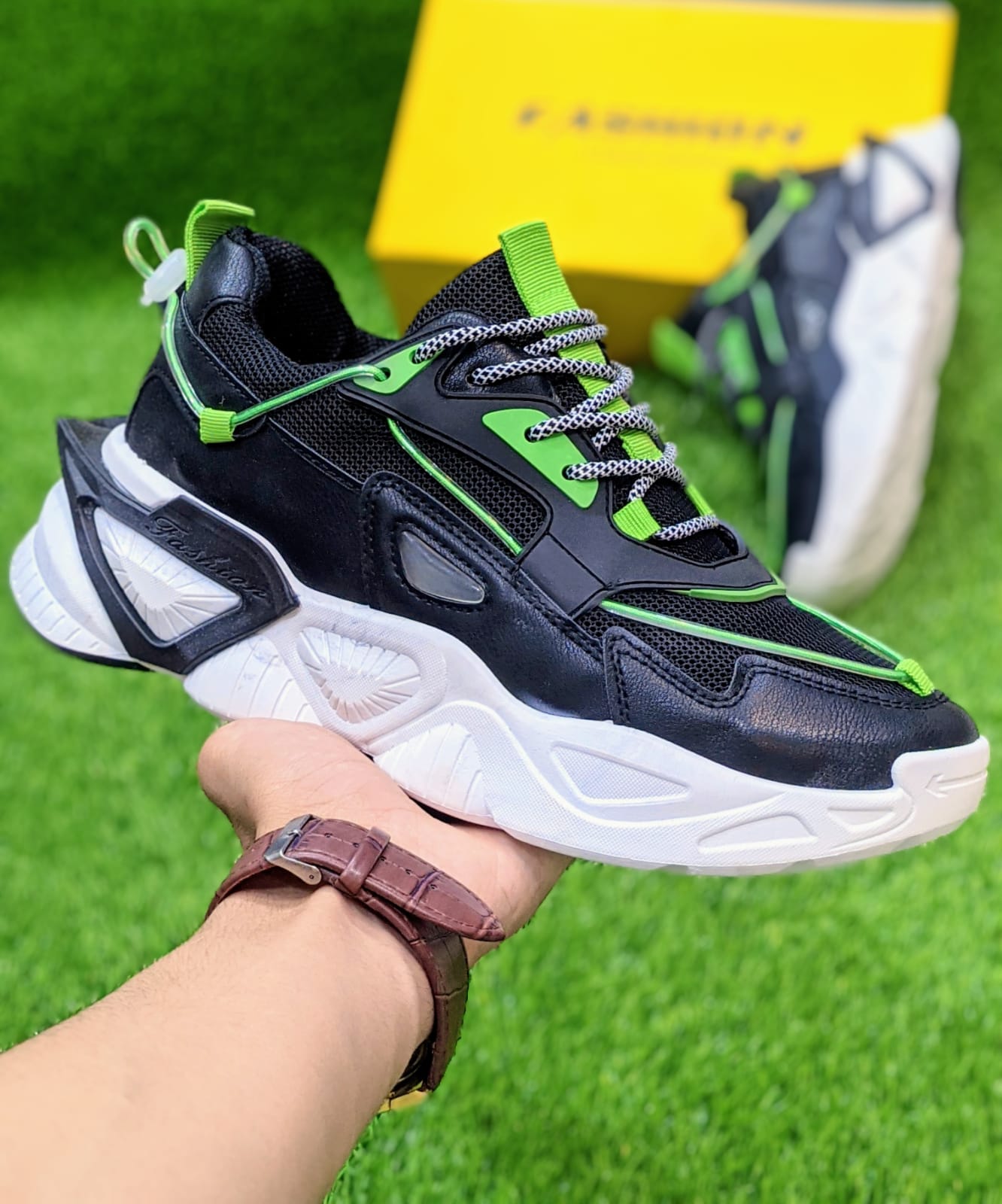 Fashion - Tennis Athletic Shoes -  Black Green