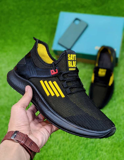 Hirolas - Knitted Athleisure Shoes - Black Yellow