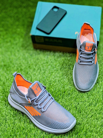 Hirolas - Knitted Athleisure Shoes - Grey Orange