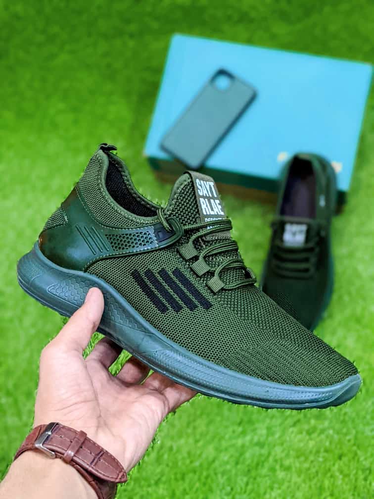 Hirolas - Knitted Athleisure Shoes - Olive Green