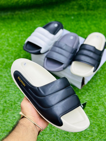 Balmain - Slides - Off White with Black