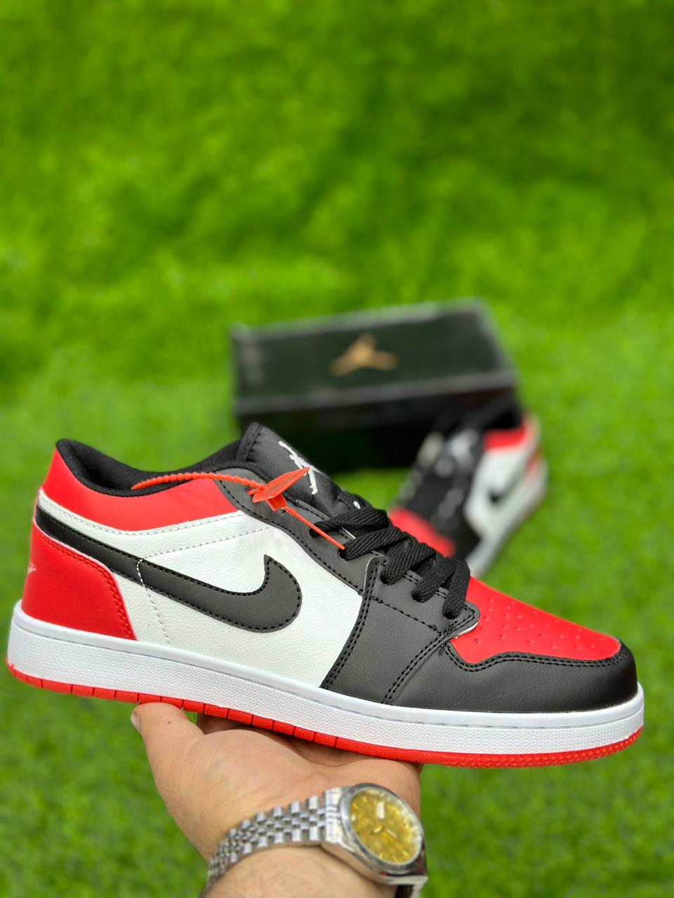 AR JDN 1 Low - Red with Black White 2.0