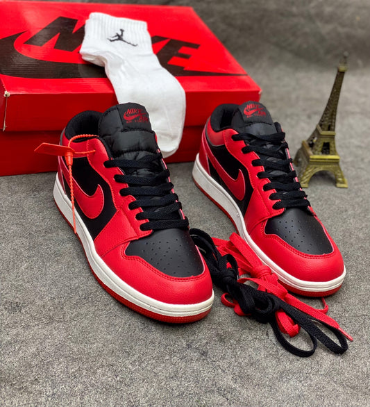 AR JDN 1 Low - Full Red With Black
