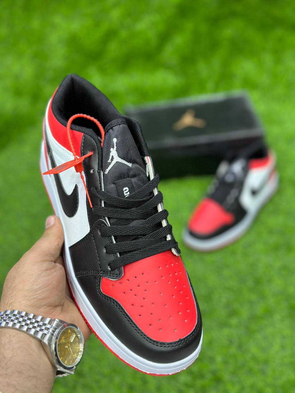 AR JDN 1 Low - Red with Black White 2.0