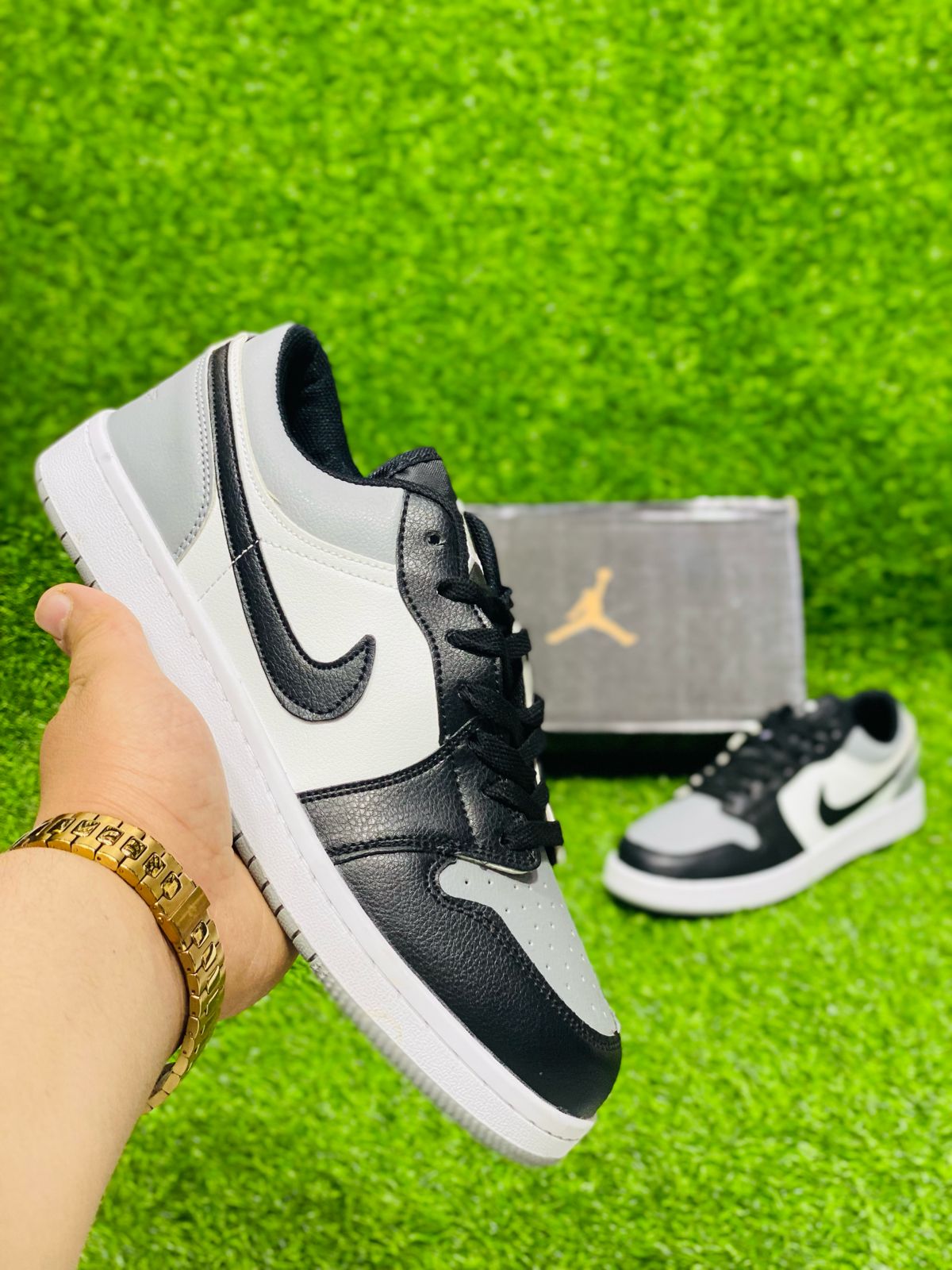 AR JDN 1 Low - Black White With Grey (Premium)