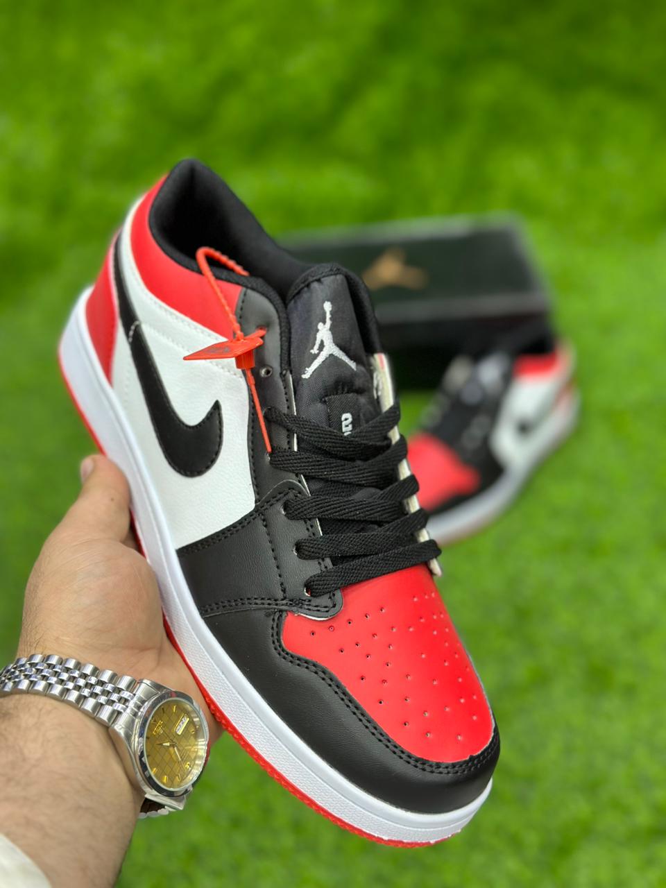 AR JDN 1 Low - Red with Black White 2.0