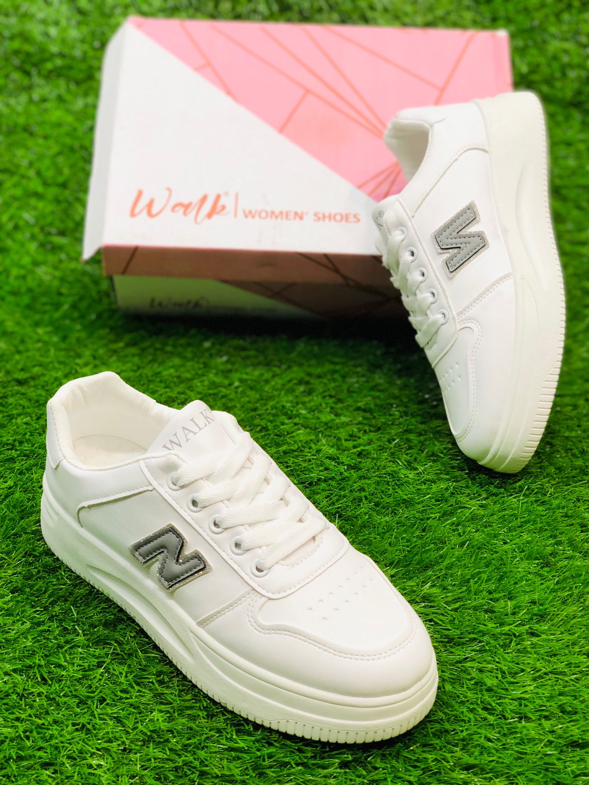 Walk - Solid Regular Casual Shoes - White Grey