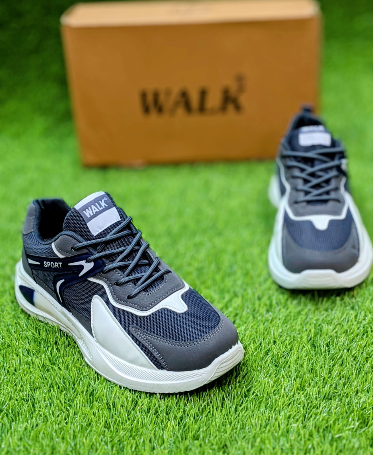 Walk - Thick Sole Shoes - Grey White