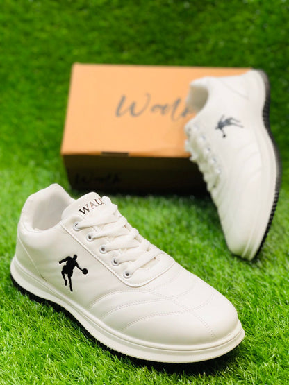 Walker - Hook And Loop Buckle Leather Shoe - White Black