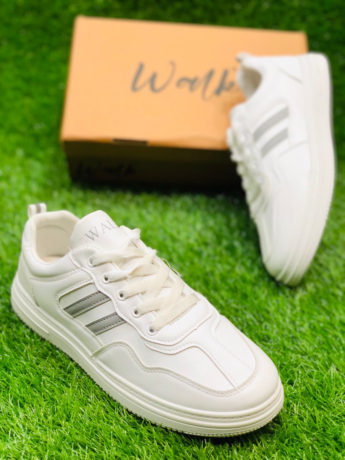 Walker - Rexine Sports Shoe - White Grey